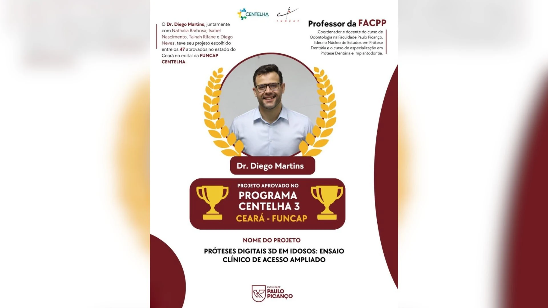 FACPP integra Programa Centelha com projeto inovador voltado à Odontologia Digital e ao impacto social